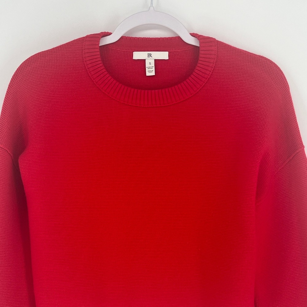 Banana Republic Extra Fine Merino Wool Cropped Crewneck Sweater Red NWOT Small - Picture 3 of 8